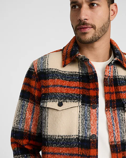 plaid double pocket flannel shirt jacket plaid double pocket flannel shirt jacket