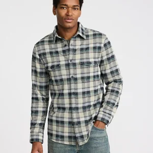 plaid double button pocket sweater flannel shirt