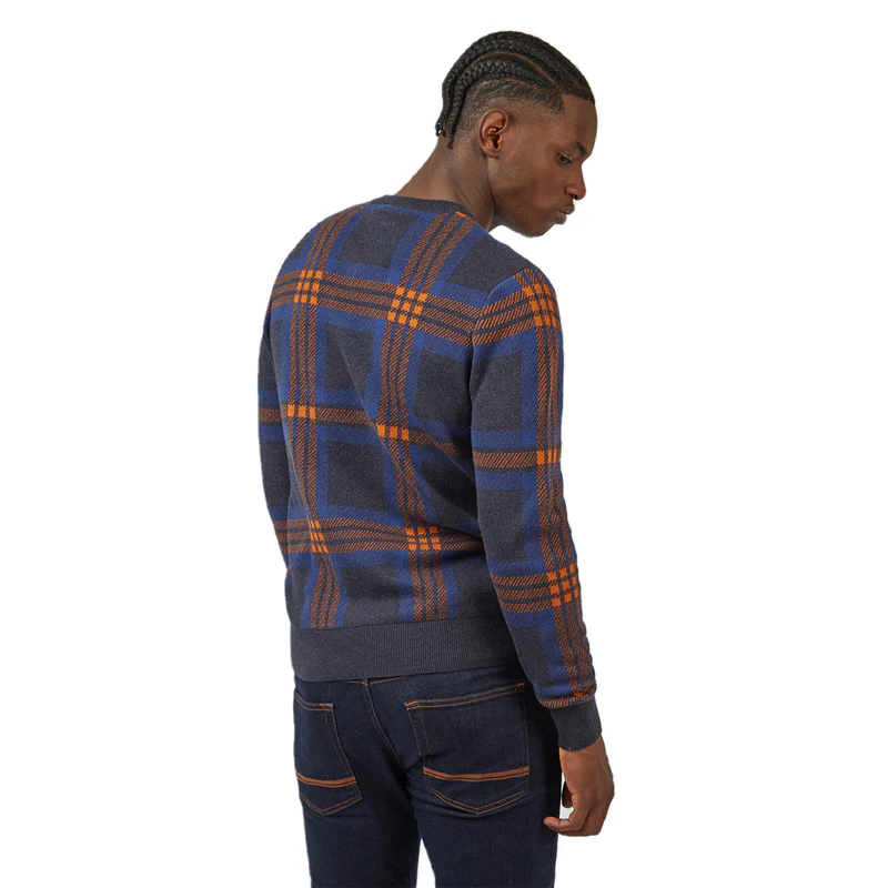 jacquard check crew neck sweater jacquard check crew neck sweater