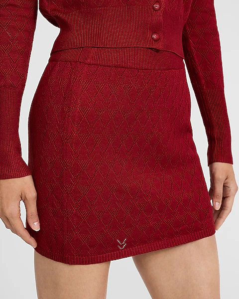 pointelle high waisted sweater mini skirt pointelle high waisted sweater mini skirt