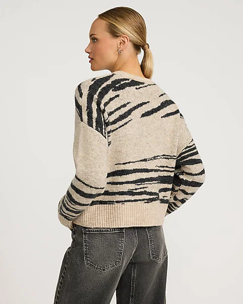 relaxed abstract zebra crew neck sweater relaxed abstract zebra crew neck sweater