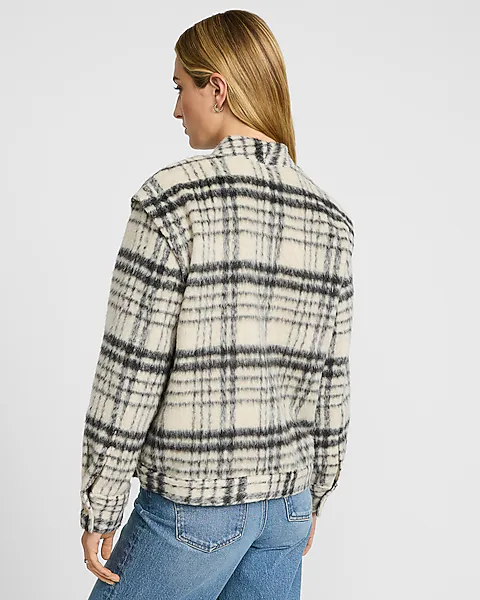 fuzzy plaid cap sleeve shacket fuzzy plaid cap sleeve shacket