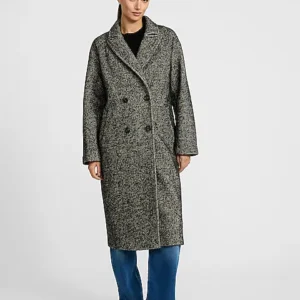 herringbone double breasted coat