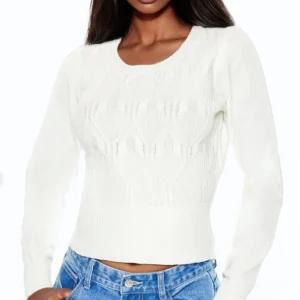 cropped lattice sweater