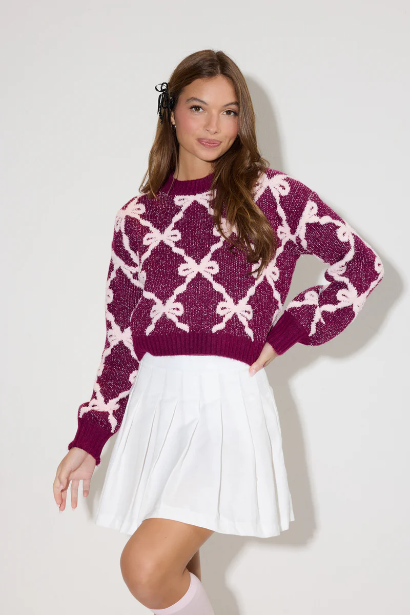 jacquard cropped bow sweater jacquard cropped bow sweater