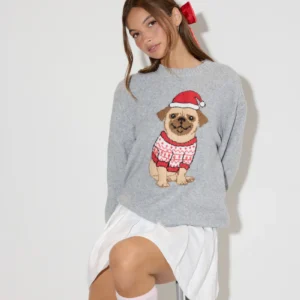 holiday dog jacquard sweater