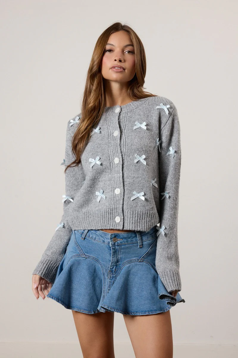 bow applique cardigan sweater bow applique cardigan sweater