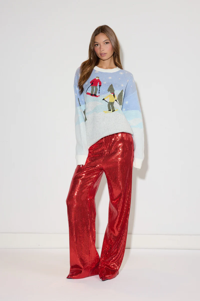 oversized ski print sweater oversized ski print sweater