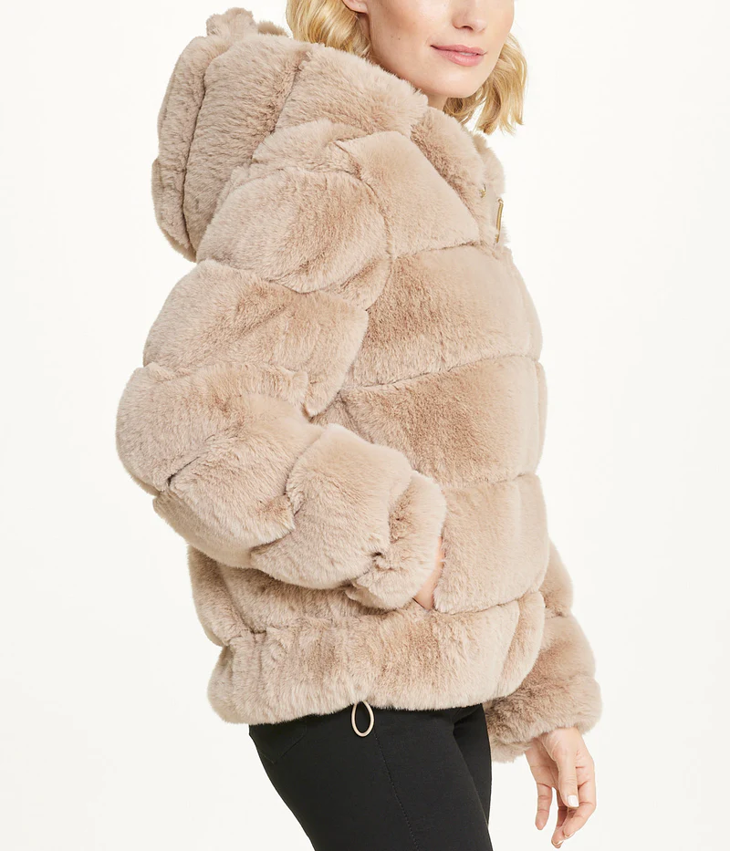 short faux fur with hood mink short faux fur with hood mink
