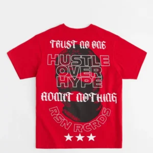 hustle over hype short sleeve tee red