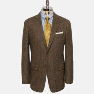 made in usa tan herringbone cheviot tweed sport coat