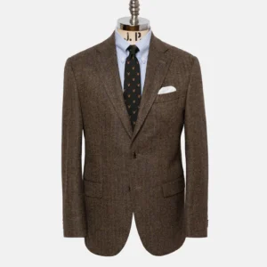made in canada tan herringbone wool/cashmere sport coat