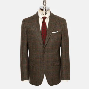 made in canada olive herringbone wool/cashmere sport coat