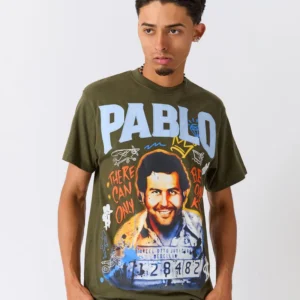 pablo graffiti applique short sleeve tee green