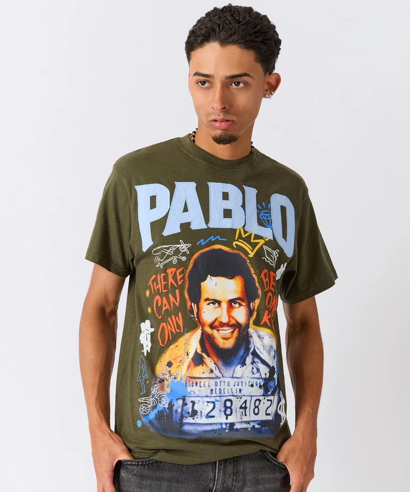 pablo graffiti applique short sleeve tee green pablo graffiti applique short sleeve tee green