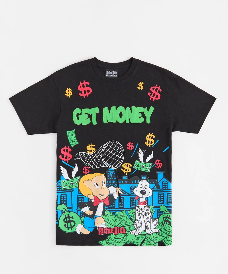richie rich get money applique short sleeve tee black richie rich get money applique short sleeve tee black