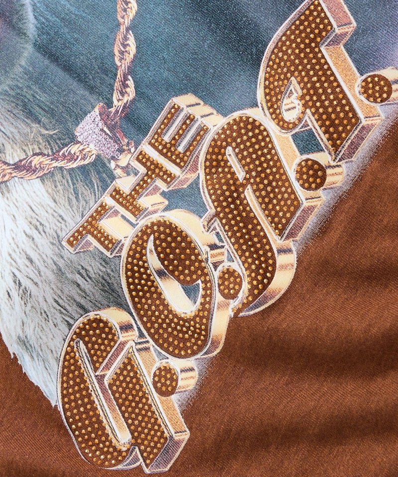 goat rhinestone short sleeve tee brown goat rhinestone short sleeve tee brown