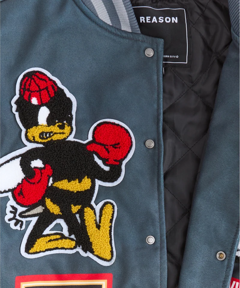 fearless chenille patched varsity jacket grey fearless chenille patched varsity jacket grey