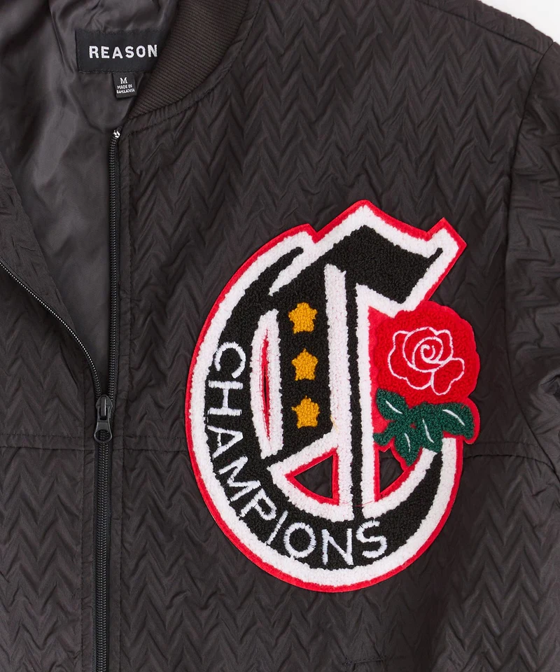 coaches chenille patched champions jacket black coaches chenille patched champions jacket black