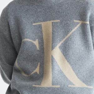 long sleeves mono jacquard crew sweater