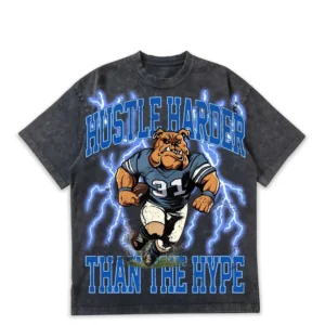 hustle harder washed short sleeve tee charcoal