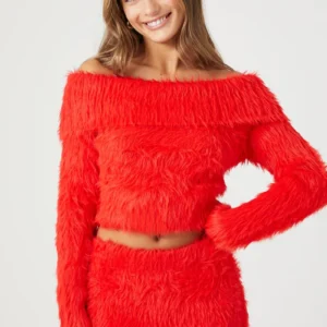 faux fur off the shoulder top