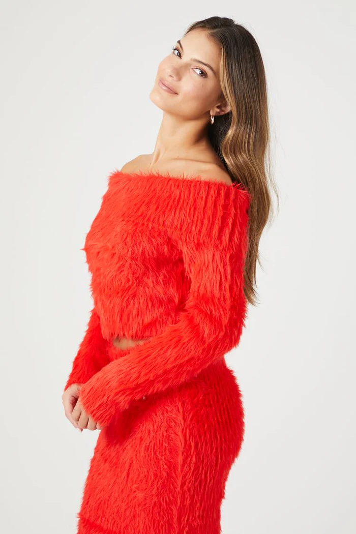faux fur off the shoulder top faux fur off the shoulder top