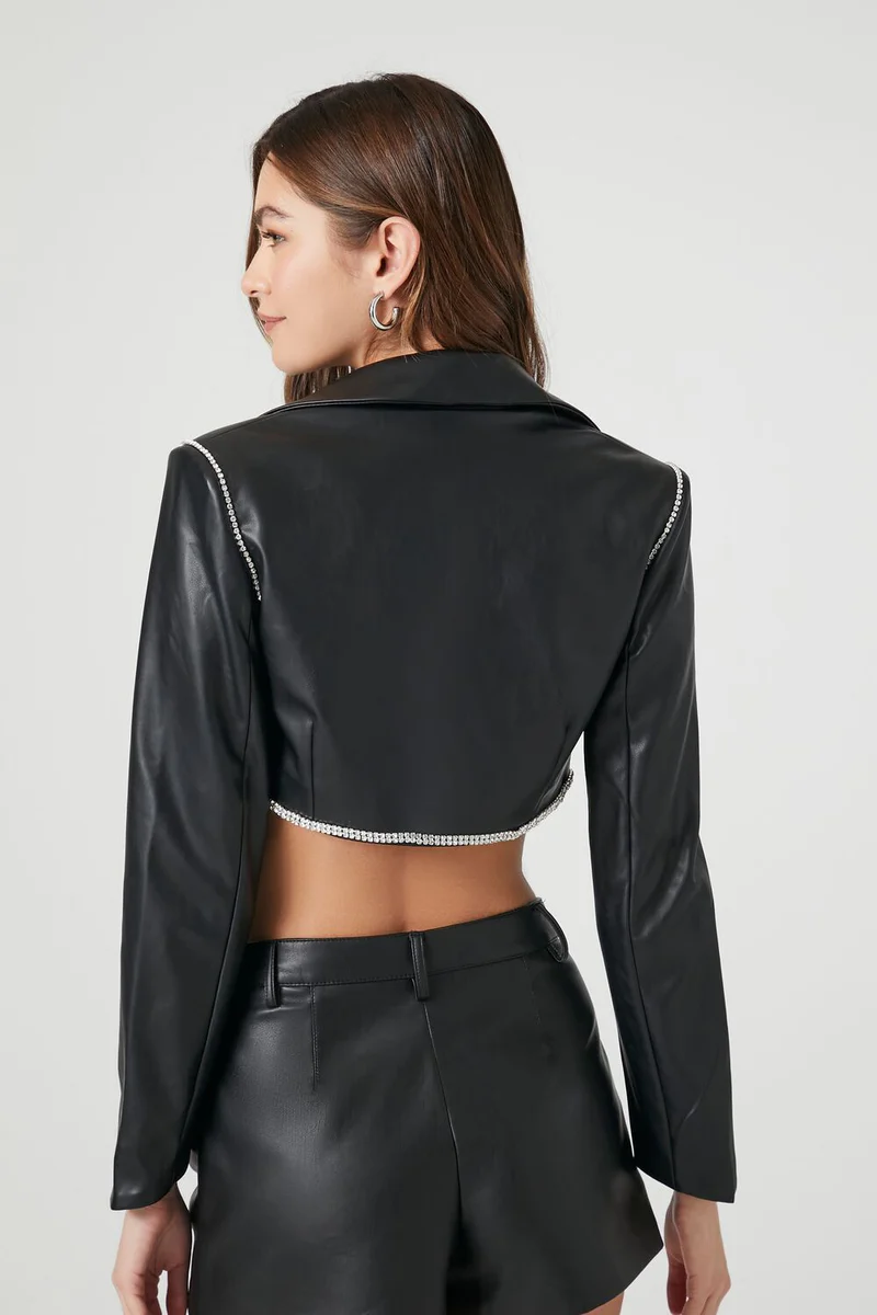cropped faux leather jacket cropped faux leather jacket