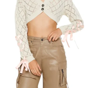 ribbon bow cardigan sweater