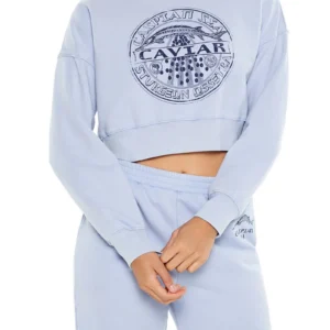 caviar graphic cropped pullover