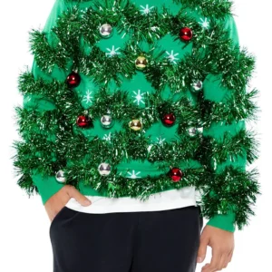 unisex tinsel & ornament sweater