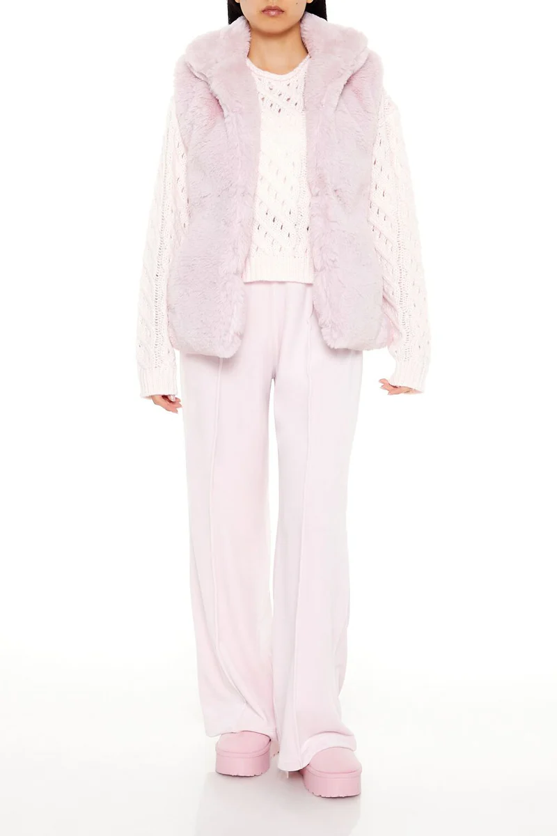 notched faux fur vest notched faux fur vest