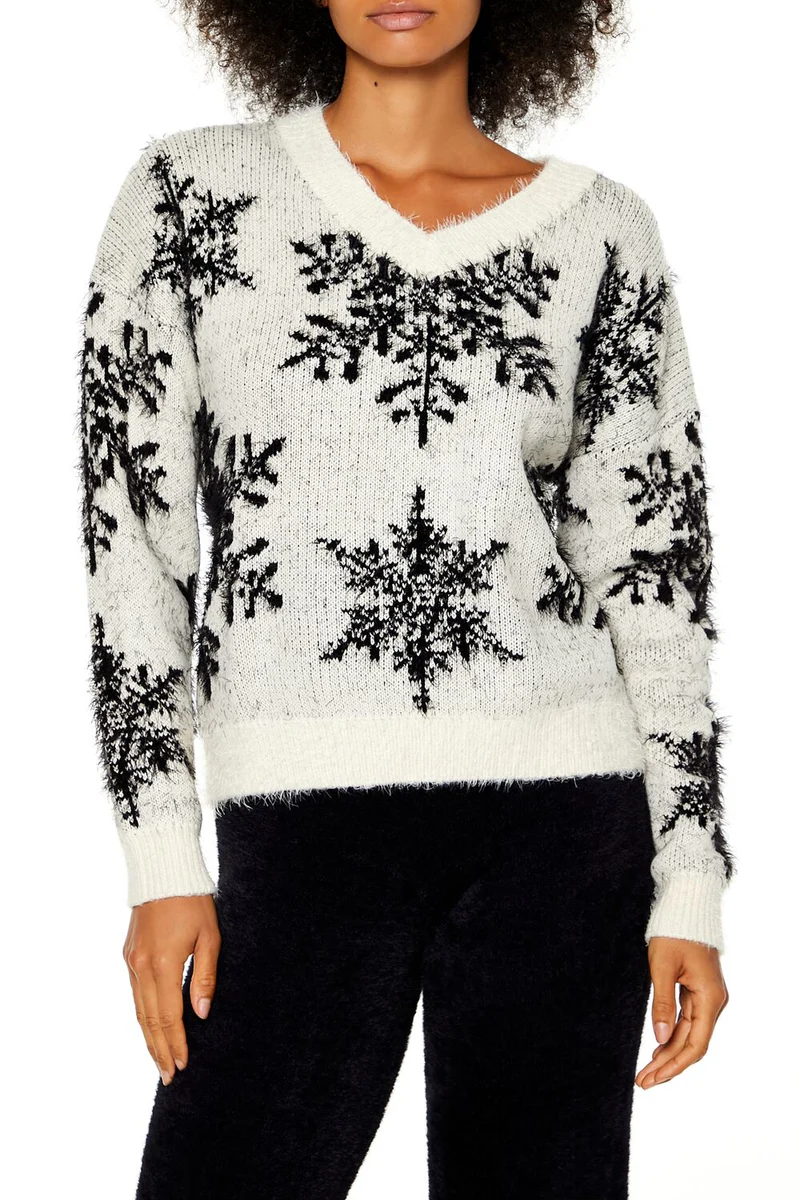 fuzzy knit snowflake sweater fuzzy knit snowflake sweater