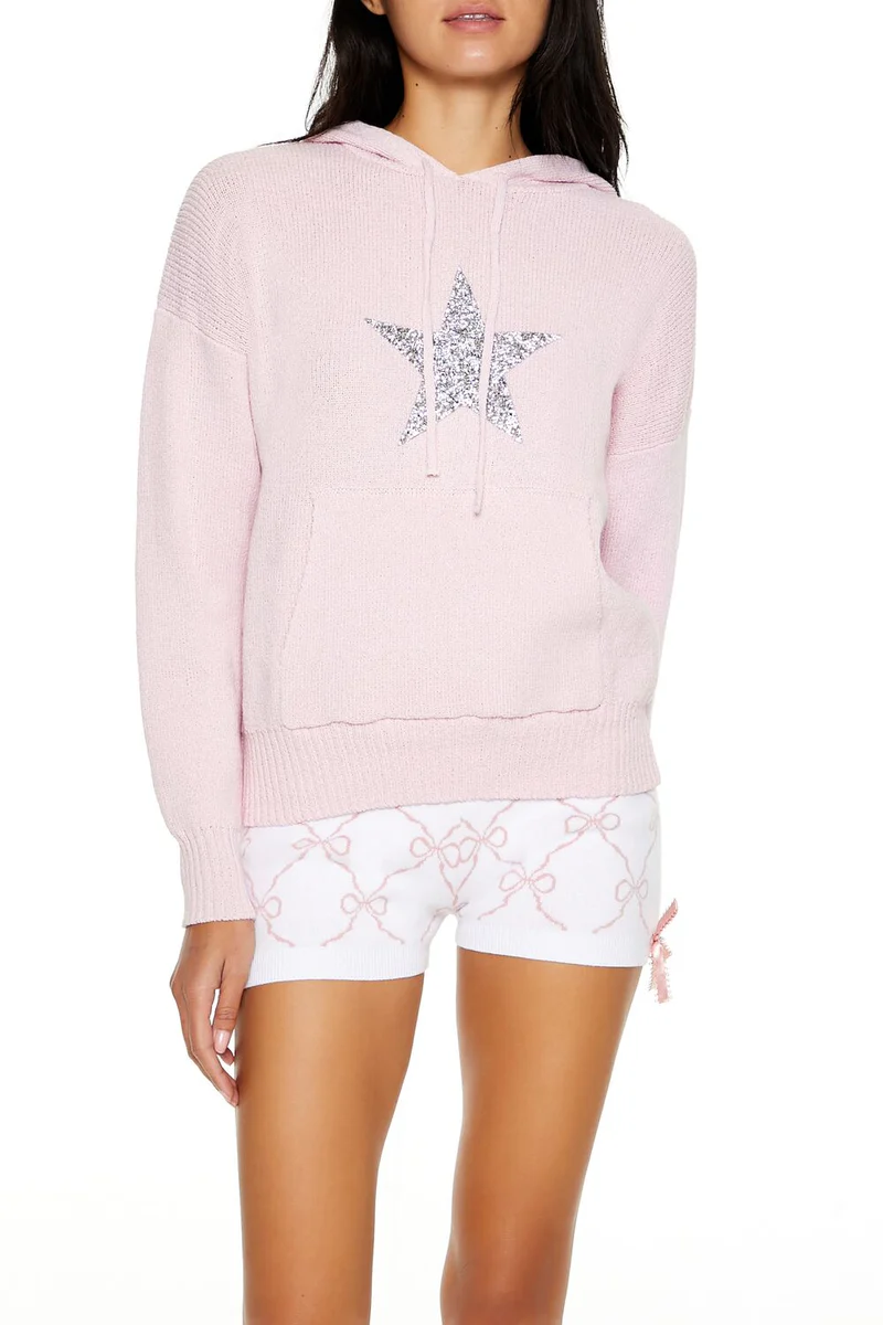 hooded glitter star sweater hooded glitter star sweater