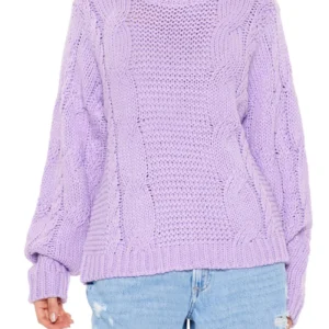 ribbed trim cable knit sweater