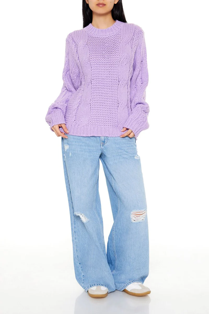 ribbed trim cable knit sweater ribbed trim cable knit sweater