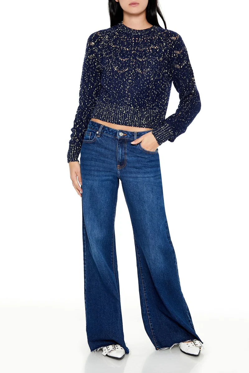 metallic pointelle sweater metallic pointelle sweater