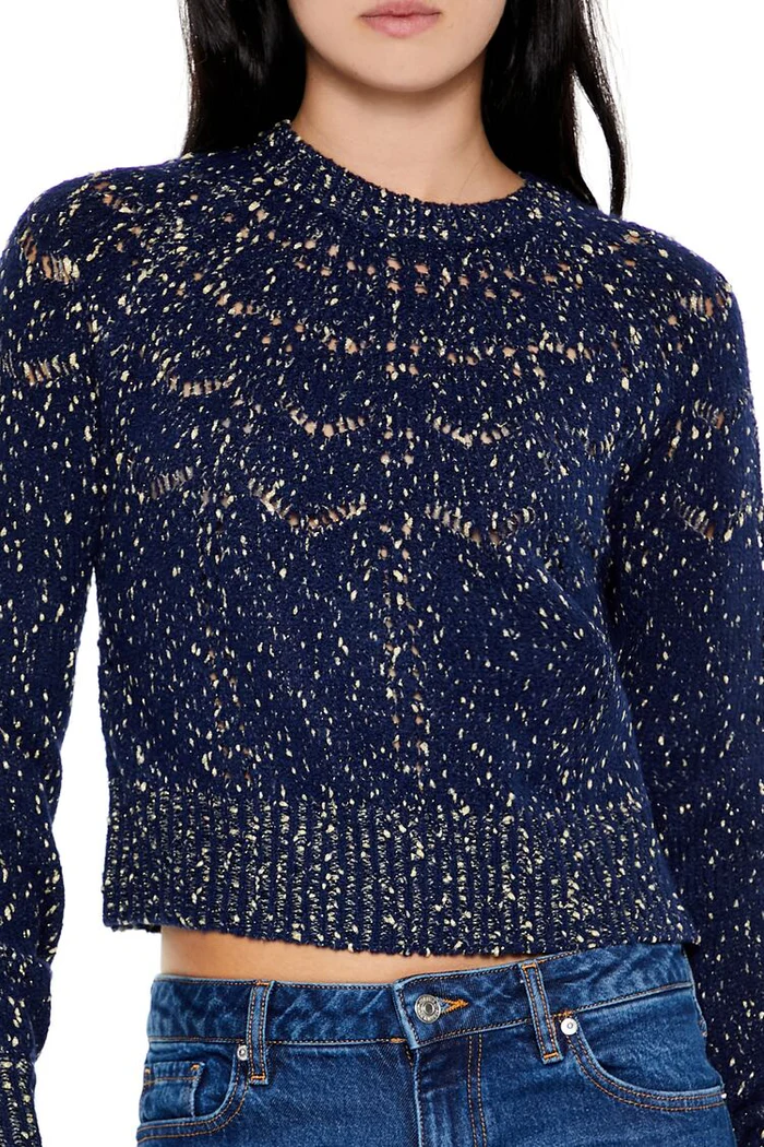 metallic pointelle sweater metallic pointelle sweater