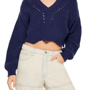 open knit cropped sweater