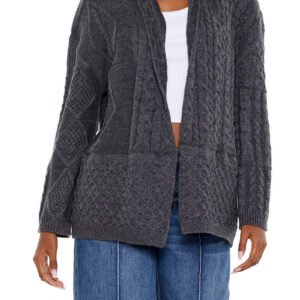 mixed knit cardigan sweater