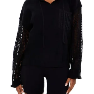 open knit netted hoodie
