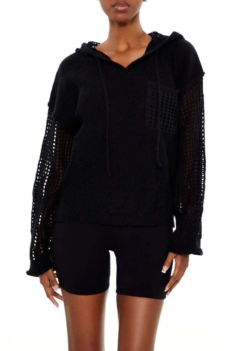 open knit netted hoodie open knit netted hoodie