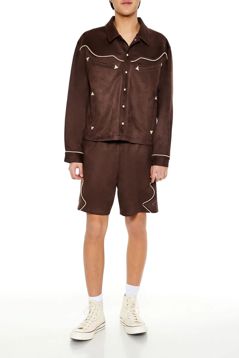 geo faux suede trucker jacket geo faux suede trucker jacket