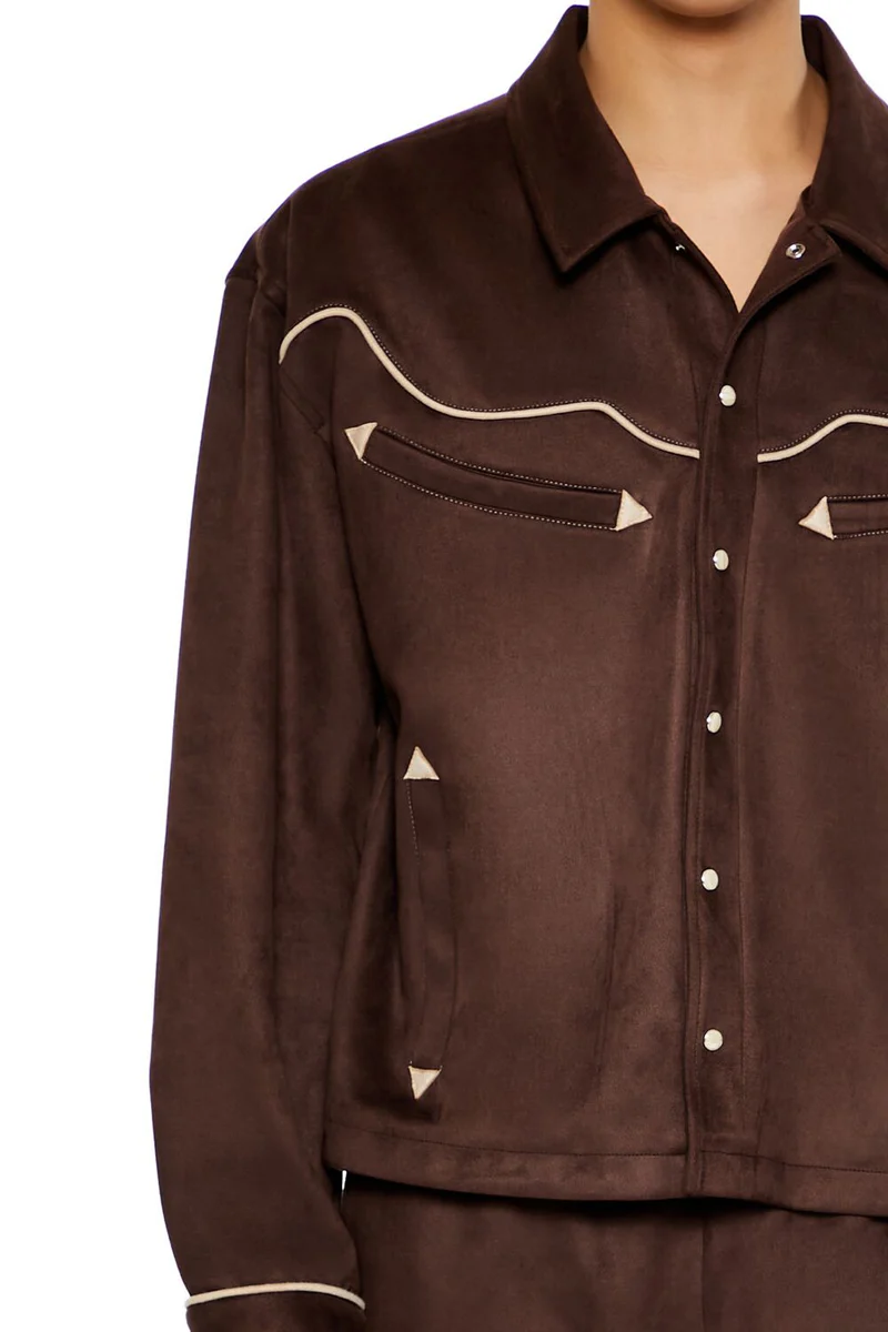 geo faux suede trucker jacket geo faux suede trucker jacket