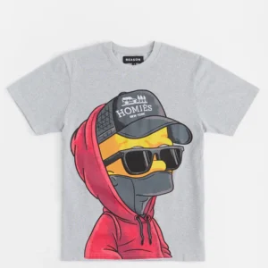 bart homies embroidered short sleeve tee grey