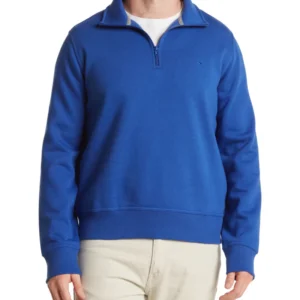 quarter zip luxe fleece pullover indigo blue